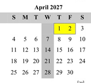 District School Academic Calendar for Givens (ada) Elementary for April 2027
