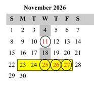 District School Academic Calendar for Givens (ada) Elementary for November 2026
