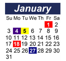 District School Academic Calendar for Hunter Elementary School for January 2027