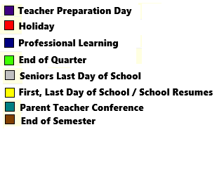 District School Academic Calendar Legend for Hunter Elementary School
