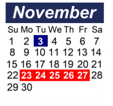 District School Academic Calendar for Hunter Elementary School for November 2026