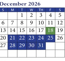 District School Academic Calendar for Marion Park Complex for December 2026