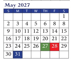 District School Academic Calendar for Marion Park Complex for May 2027