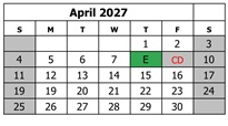 District School Academic Calendar for Pear Park Elementary School for April 2027