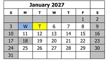 District School Academic Calendar for Pear Park Elementary School for January 2027
