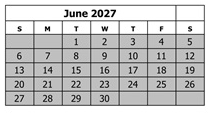 District School Academic Calendar for Pear Park Elementary School for June 2027