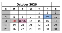 District School Academic Calendar for Pear Park Elementary School for October 2026