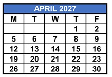 District School Academic Calendar for M. A. Milam K-8 Center for April 2027