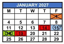 District School Academic Calendar for M. A. Milam K-8 Center for January 2027