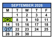 District School Academic Calendar for M. A. Milam K-8 Center for September 2026
