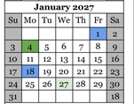 District School Academic Calendar for Coyote Valley Elementary for January 2027