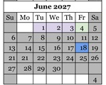 District School Academic Calendar for Coyote Valley Elementary for June 2027