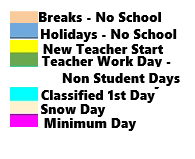 District School Academic Calendar Legend for Coyote Valley Elementary