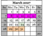 District School Academic Calendar for Coyote Valley Elementary for March 2027