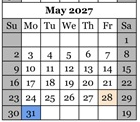 District School Academic Calendar for Coyote Valley Elementary for May 2027