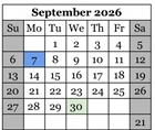 District School Academic Calendar for Coyote Valley Elementary for September 2026