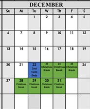 District School Academic Calendar for Garrison 7 & 8th for December 2026