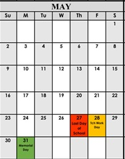District School Academic Calendar for Garrison 7 & 8th for May 2027