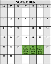 District School Academic Calendar for Garrison 7 & 8th for November 2026