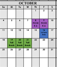 District School Academic Calendar for Garrison 7 & 8th for October 2026