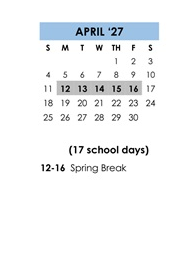 District School Academic Calendar for Milpitas Community Day for April 2027