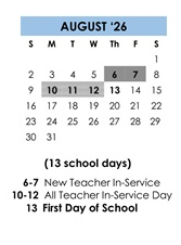 District School Academic Calendar for Milpitas Community Day for August 2026