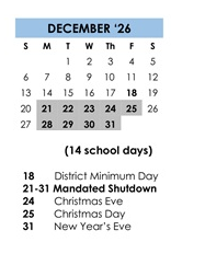 District School Academic Calendar for Milpitas Community Day for December 2026