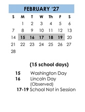 District School Academic Calendar for Milpitas Community Day for February 2027