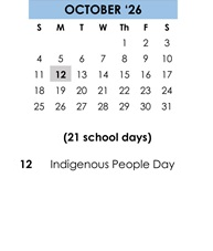 District School Academic Calendar for Milpitas Community Day for October 2026