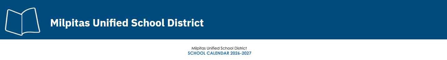 District School Academic Calendar for Milpitas Community Day