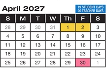 District School Academic Calendar for Forest Home Elementary for April 2027