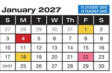 District School Academic Calendar for Forest Home Elementary for January 2027