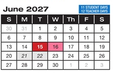 District School Academic Calendar for Forest Home Elementary for June 2027