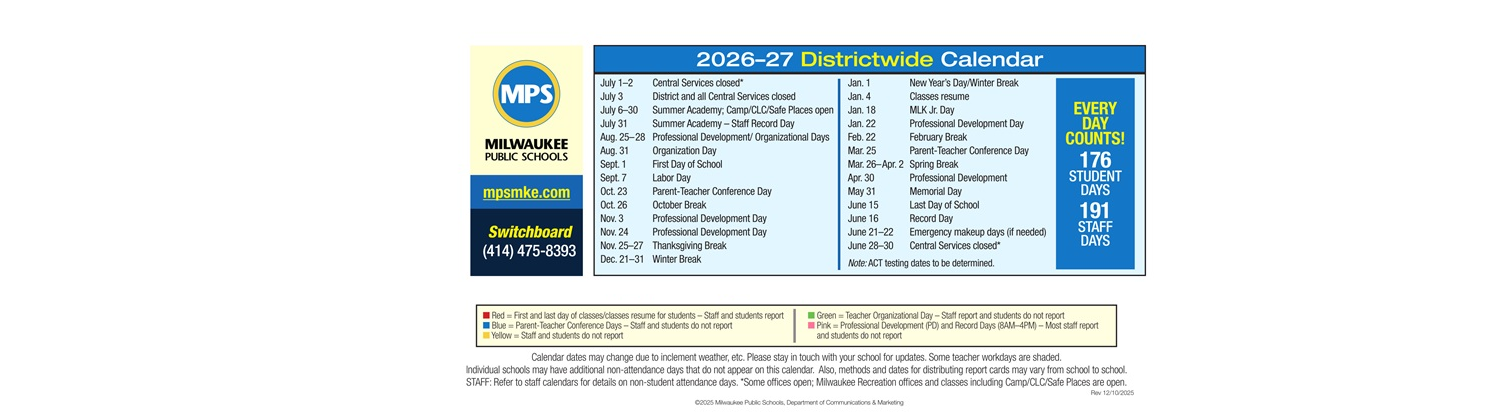 District School Academic Calendar Key for Forest Home Elementary
