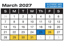 District School Academic Calendar for Forest Home Elementary for March 2027