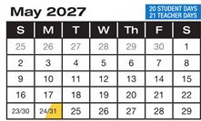 District School Academic Calendar for Forest Home Elementary for May 2027