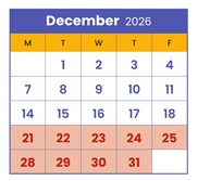 District School Academic Calendar for Minneapolis On Line Learning for December 2026