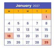 District School Academic Calendar for Minneapolis On Line Learning for January 2027