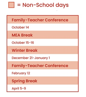 District School Academic Calendar Legend for Minneapolis On Line Learning