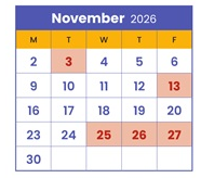 District School Academic Calendar for Minneapolis On Line Learning for November 2026