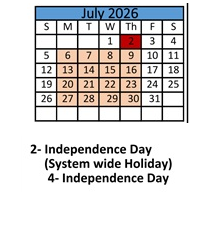 District School Academic Calendar for Robert E Lee Intermediate Elementary School for July 2026