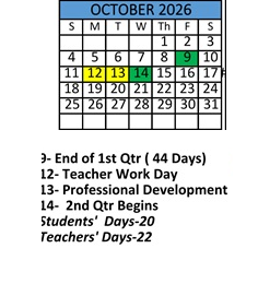 District School Academic Calendar for Robert E Lee Intermediate Elementary School for October 2026
