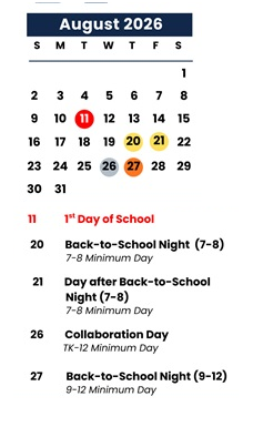 District School Academic Calendar for Garrison Elementary for August 2026