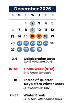 District School Academic Calendar for Garrison Elementary for December 2026