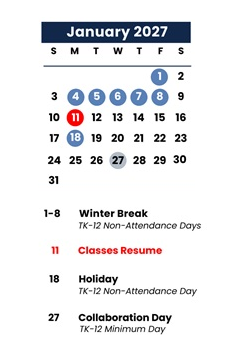 District School Academic Calendar for Garrison Elementary for January 2027