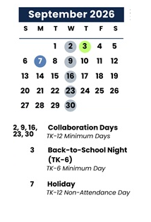 District School Academic Calendar for Garrison Elementary for September 2026