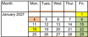 District School Academic Calendar for Douglas High (ALTER.) for January 2027