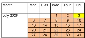 District School Academic Calendar for Douglas High (ALTER.) for July 2026