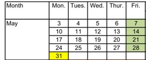 District School Academic Calendar for Douglas High (ALTER.) for May 2027