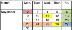 District School Academic Calendar for Douglas High (ALTER.) for November 2026